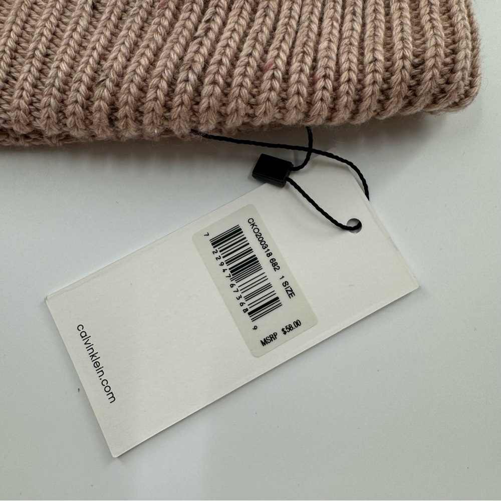 Calvin Klein Dust Rose Pink Pom Beanie – NWT, Never Worn - Picture 2 of 4